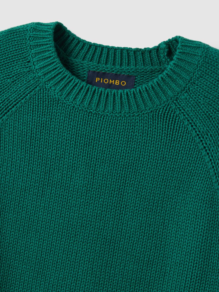 Green crew neck pullover in pure cotton regular fit_1