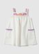 White pure cotton girl's dress regular fit with embroidery_0