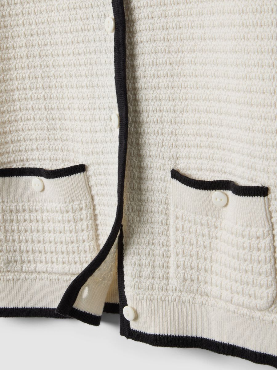 Cardigan bianco in puro cotone regular fit con bottoni_5
