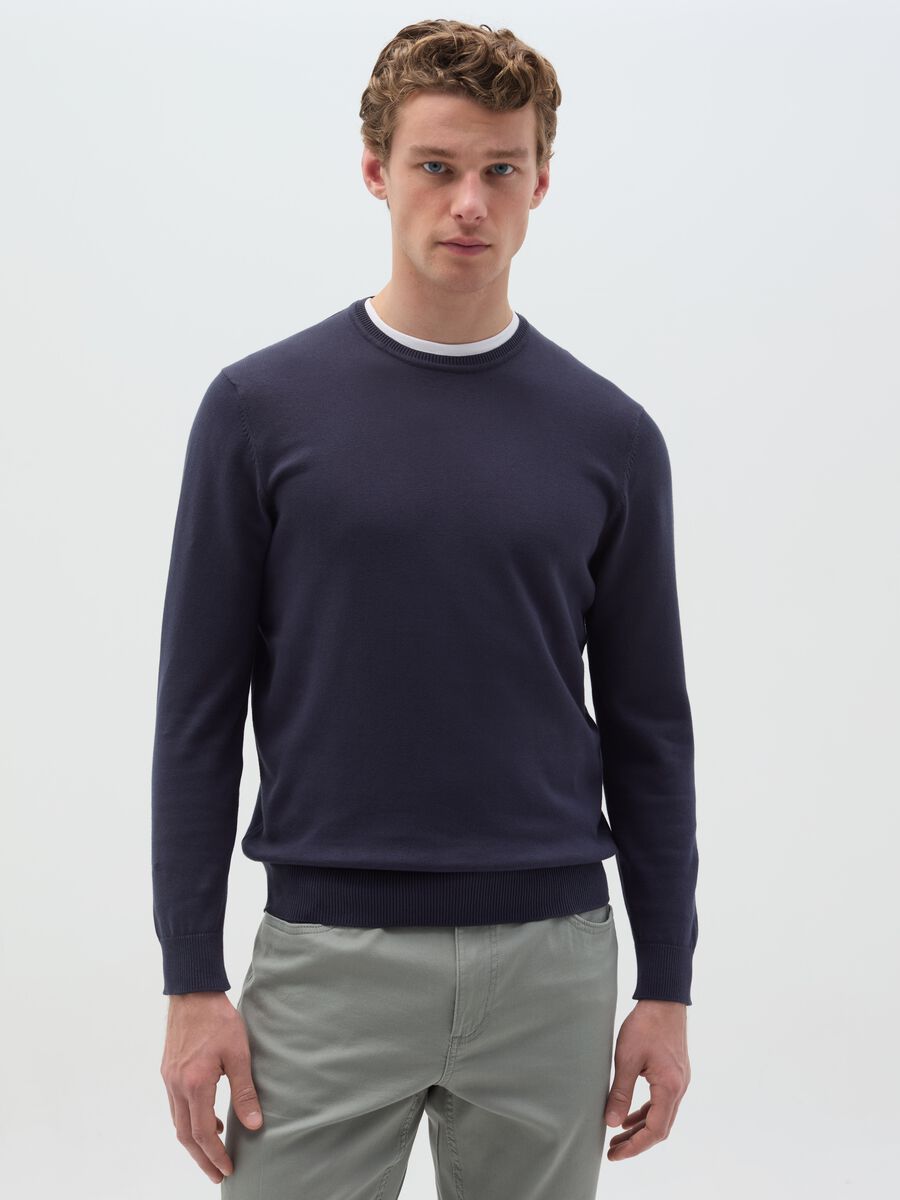 Cotton pullover with round neck_0