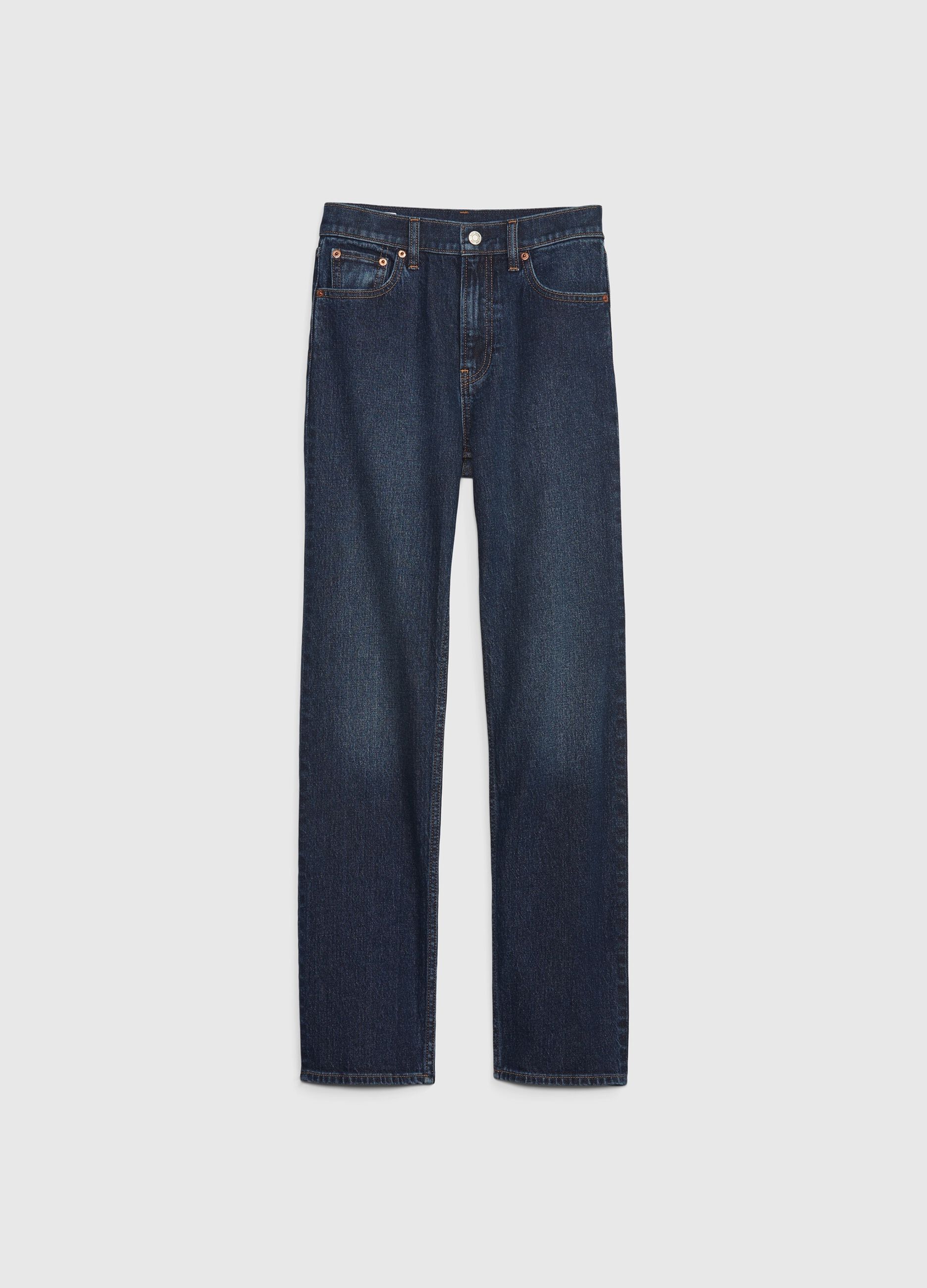 Straight-fit, high-rise jeans
