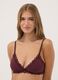 Purple stretch microfibre triangle bra with lace_0