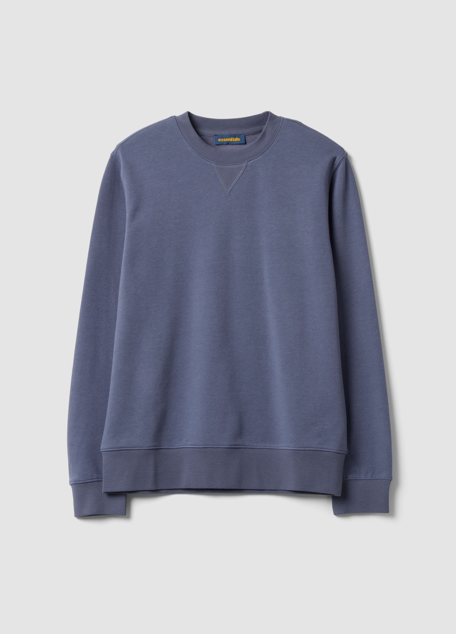 Grey crew-neck cotton-blend sweatshirt, regular fit
