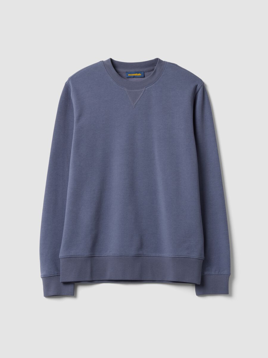 Grey crew-neck cotton-blend sweatshirt, regular fit_0