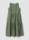 Abito verde smanicato in puro cotone con balze regular fit_4