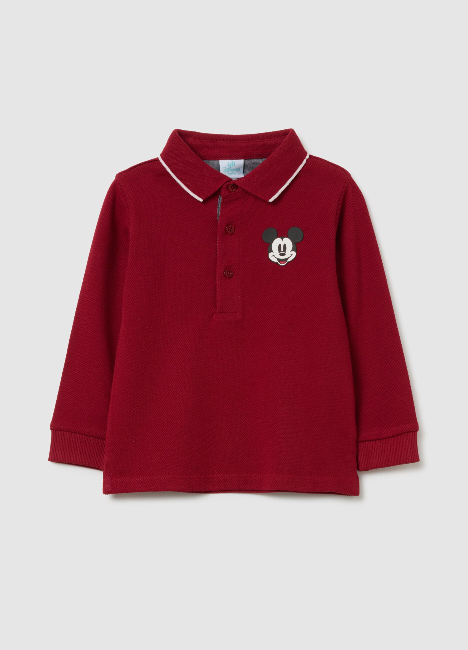 Kids' Red Pure Cotton Polo Regular Fit with Mickey Mouse