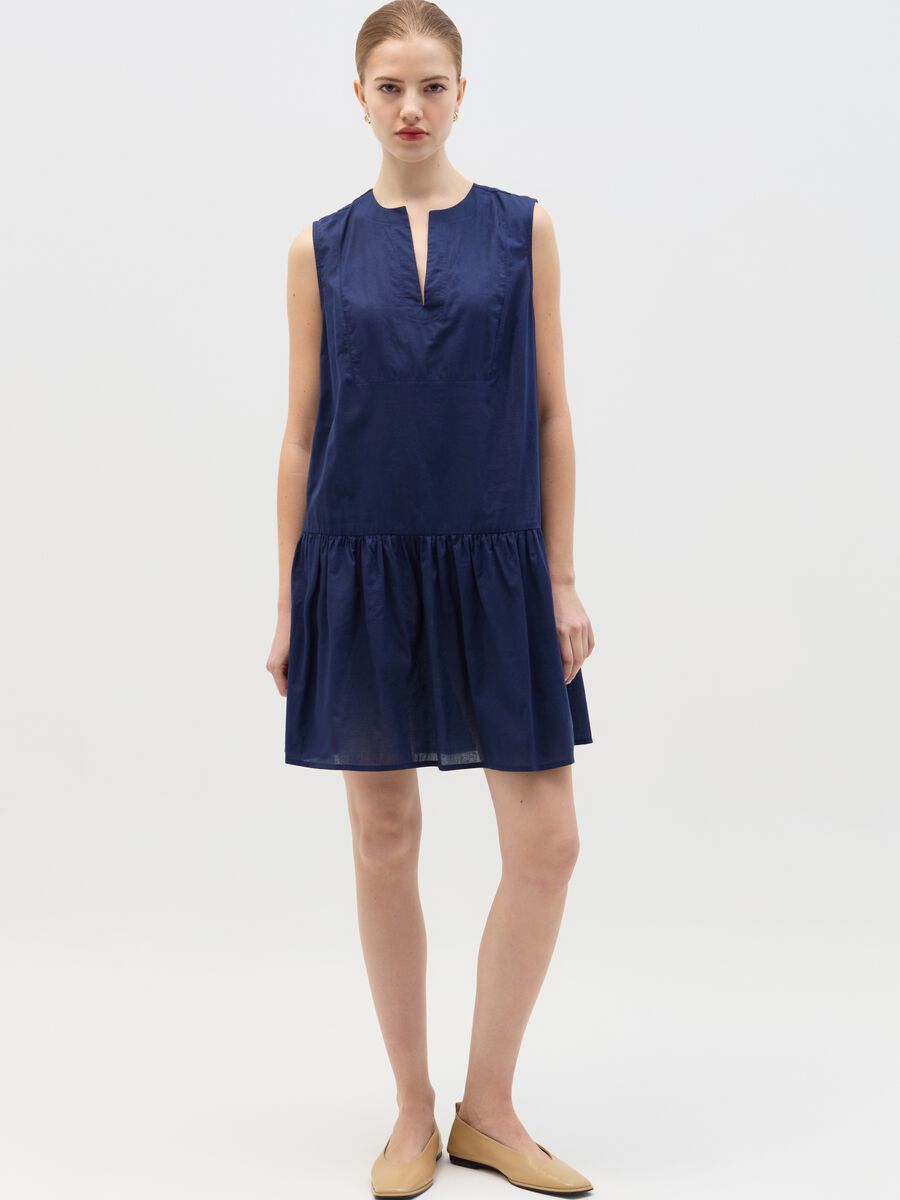 Vestito corto smanicato con balza_1
