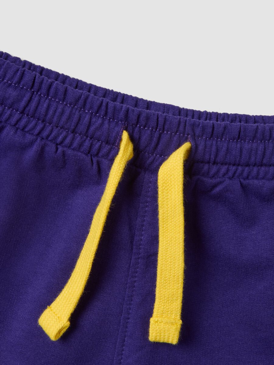 Purple pure cotton top and shorts set for boys, regular fit_2