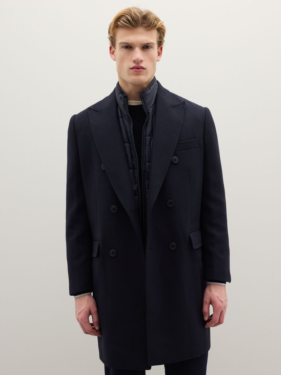 Cappotto blu regular fit con bottoni_0