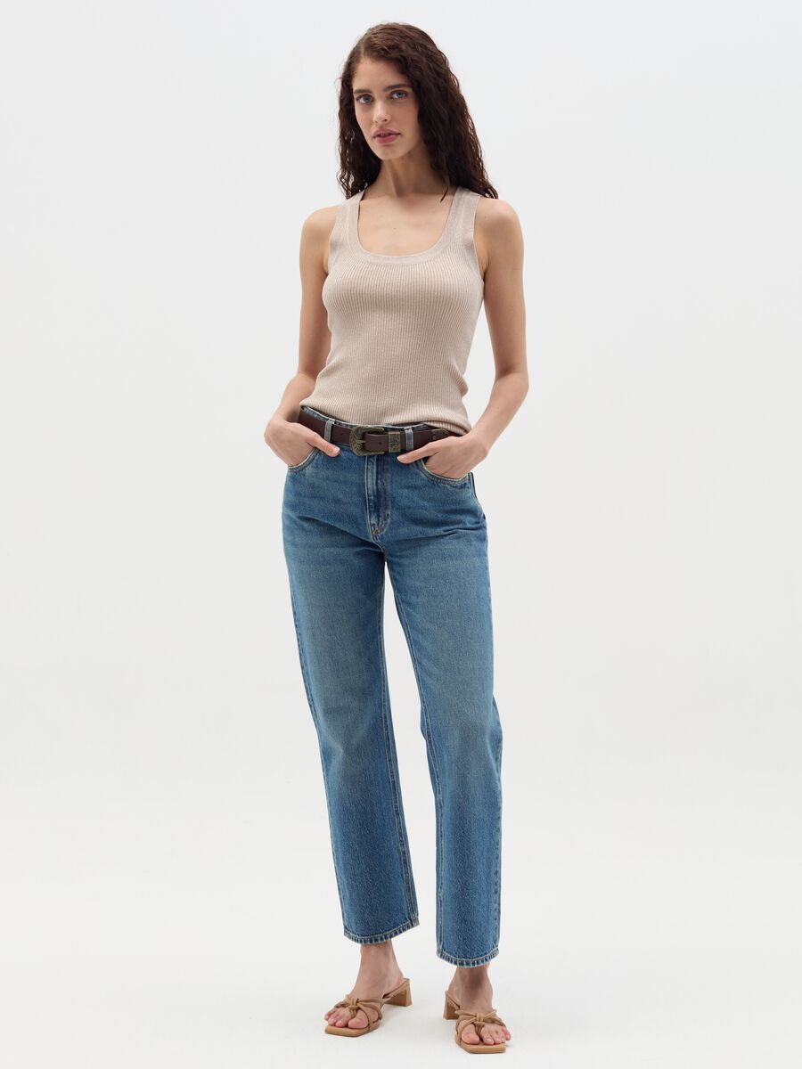 Ribbed lurex tank top_0