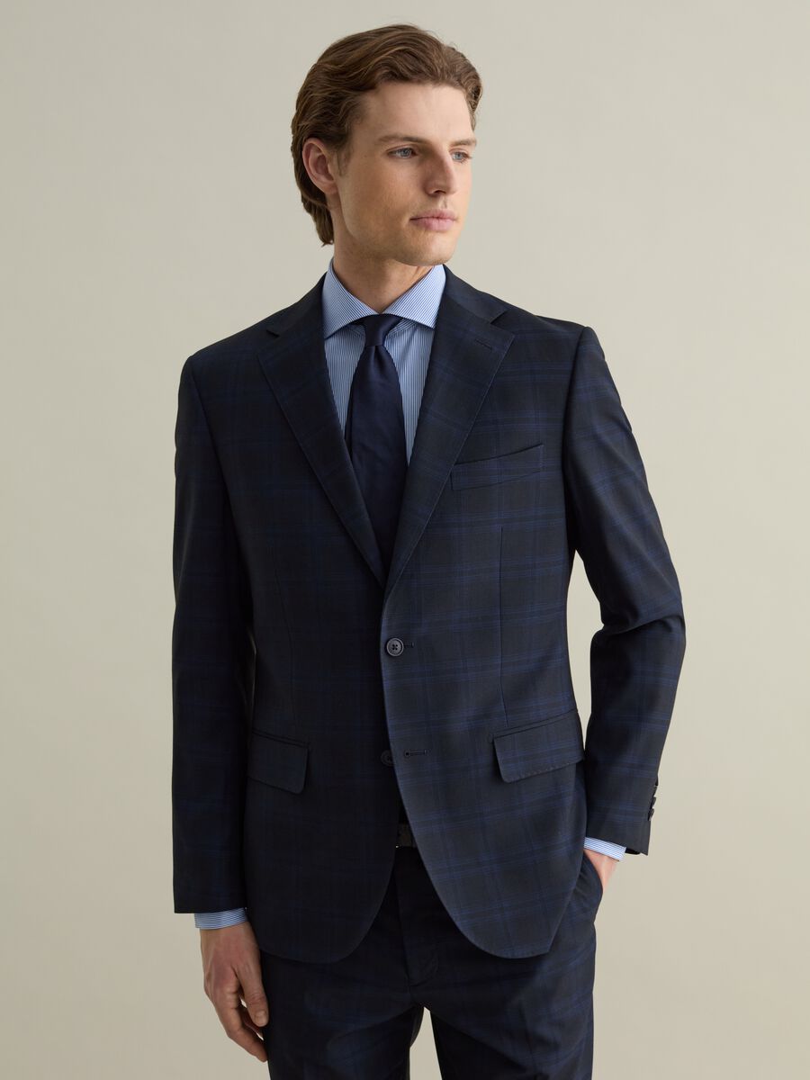 Single-breasted blazer with check pattern_0