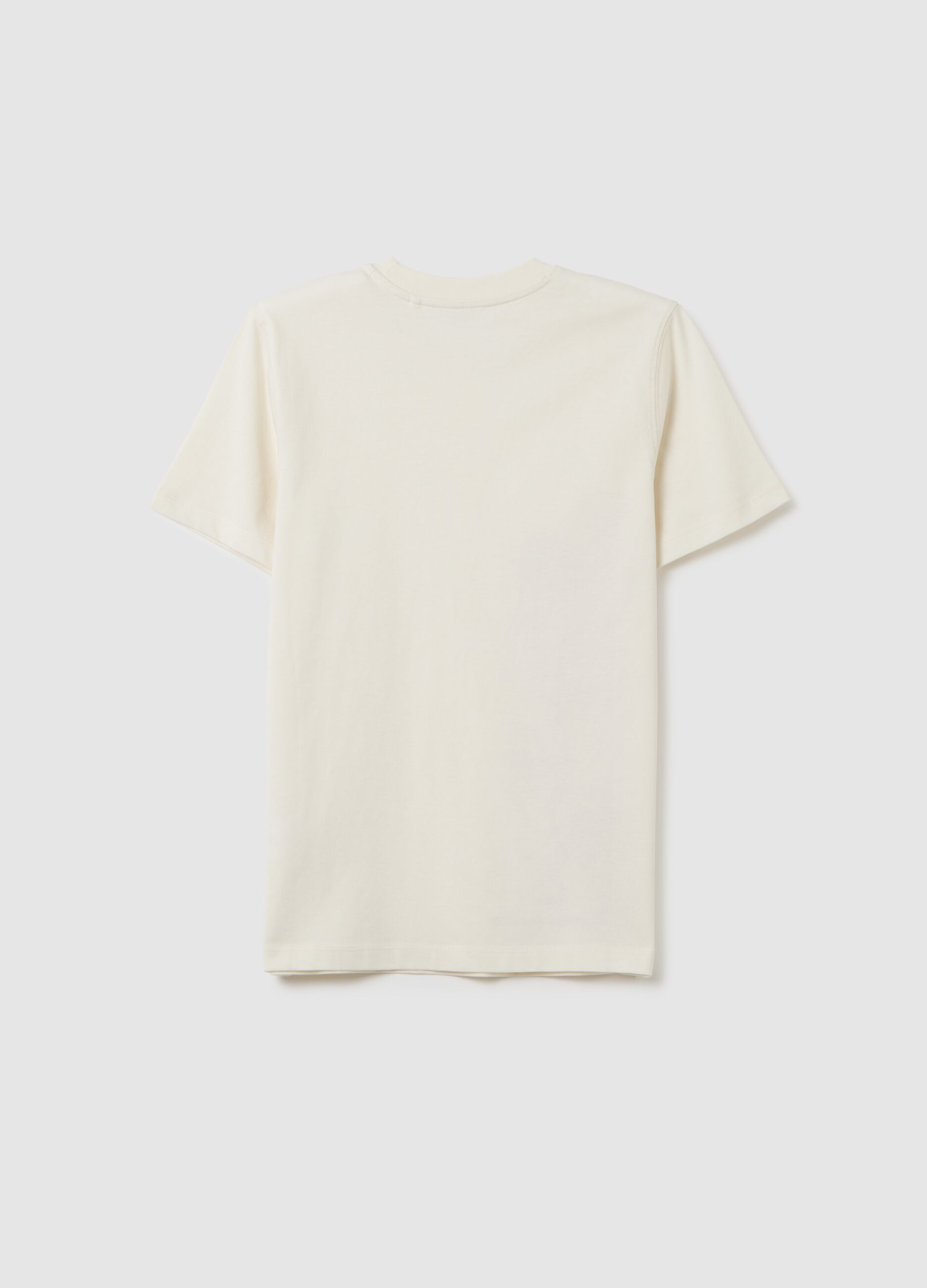 White pure cotton boy’s t-shirt, regular fit with print