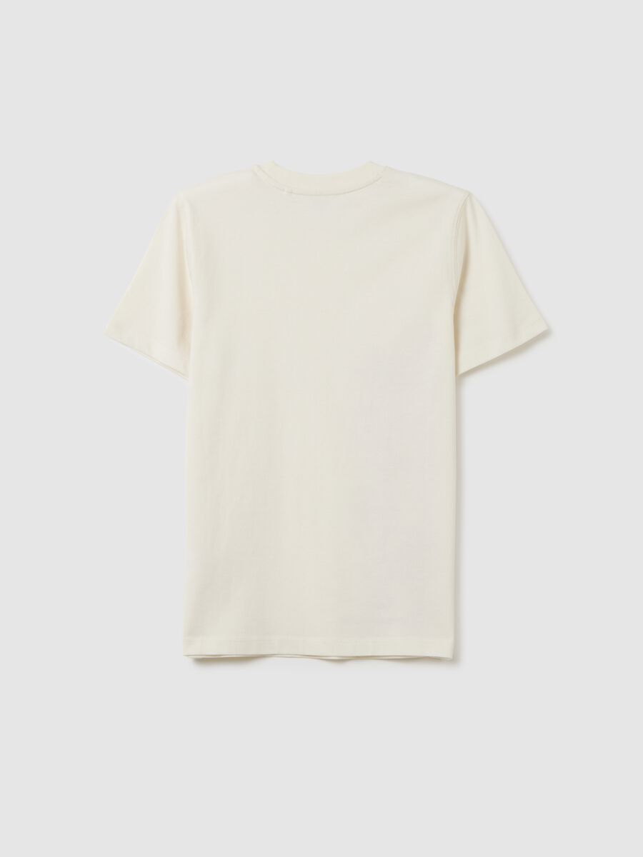 T-shirt da ragazzo in puro cotone bianca regular fit con stampa _1
