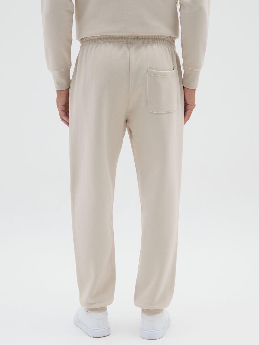 Beige cotton blend trousers regular fit_2