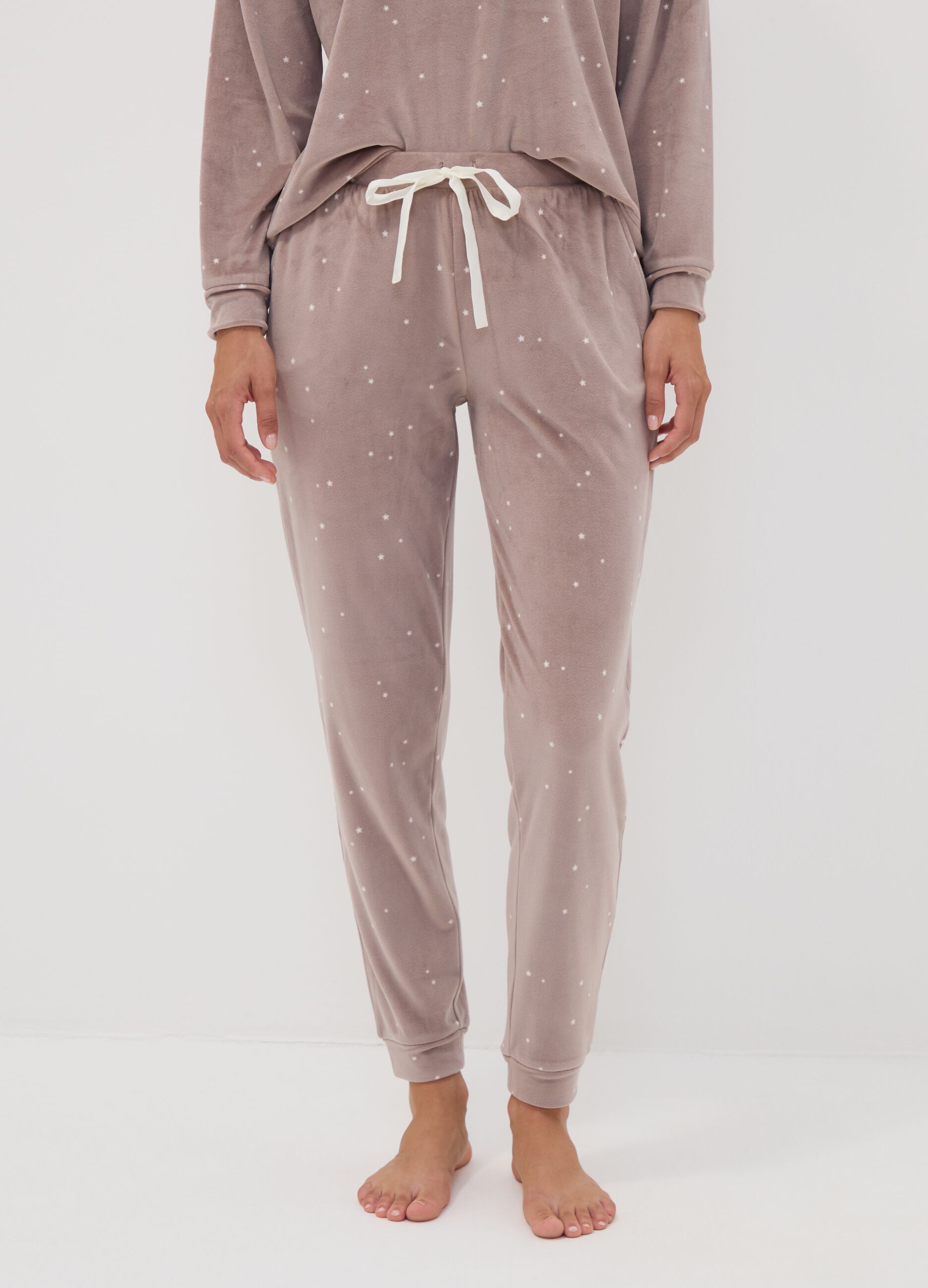 Brown star-print stretch pyjama trousers