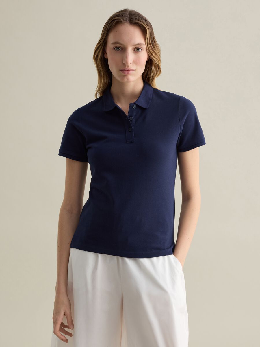 Blue short-sleeved polo shirt in piquet_0