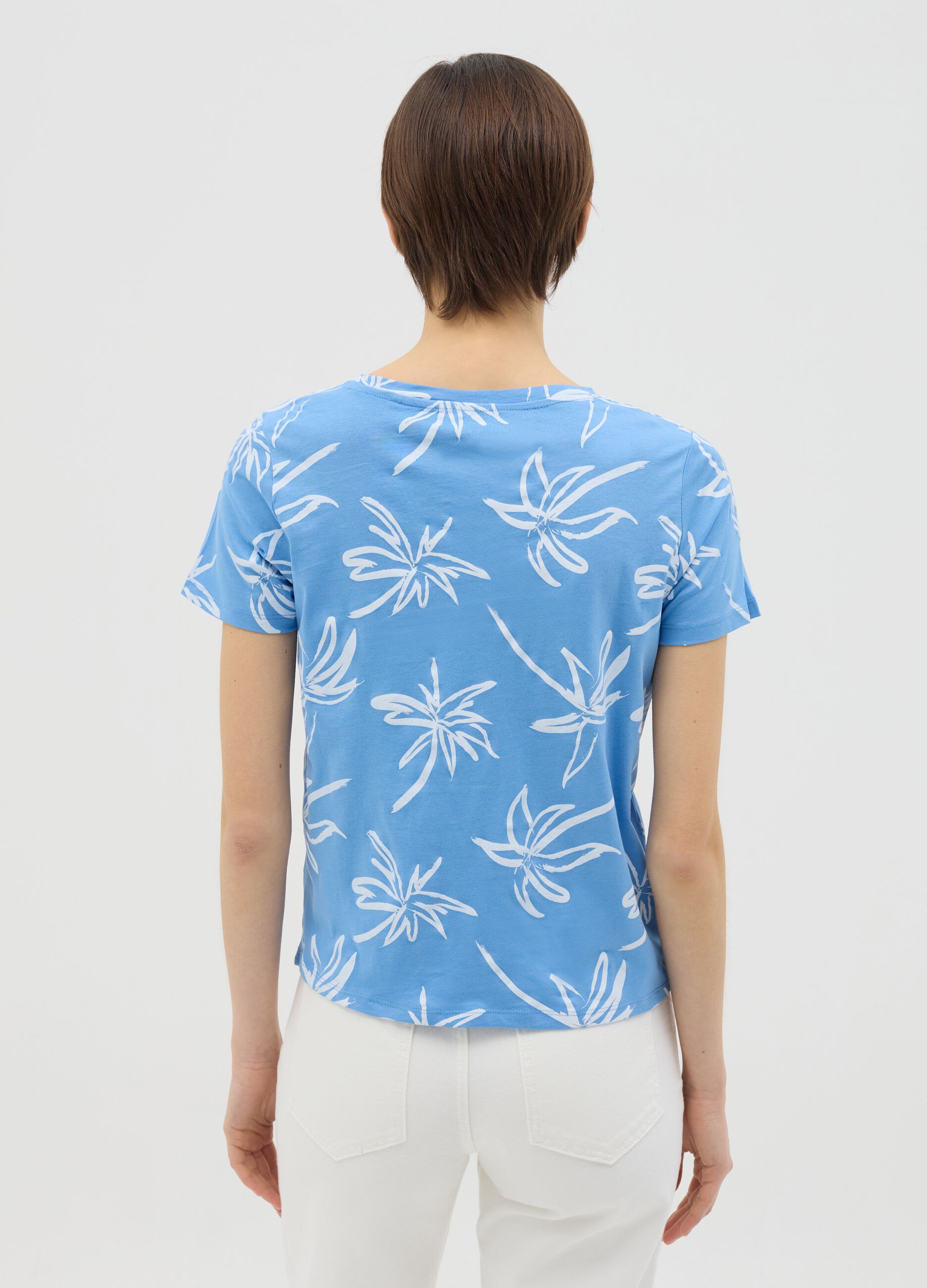Light blue T-shirt with floral print