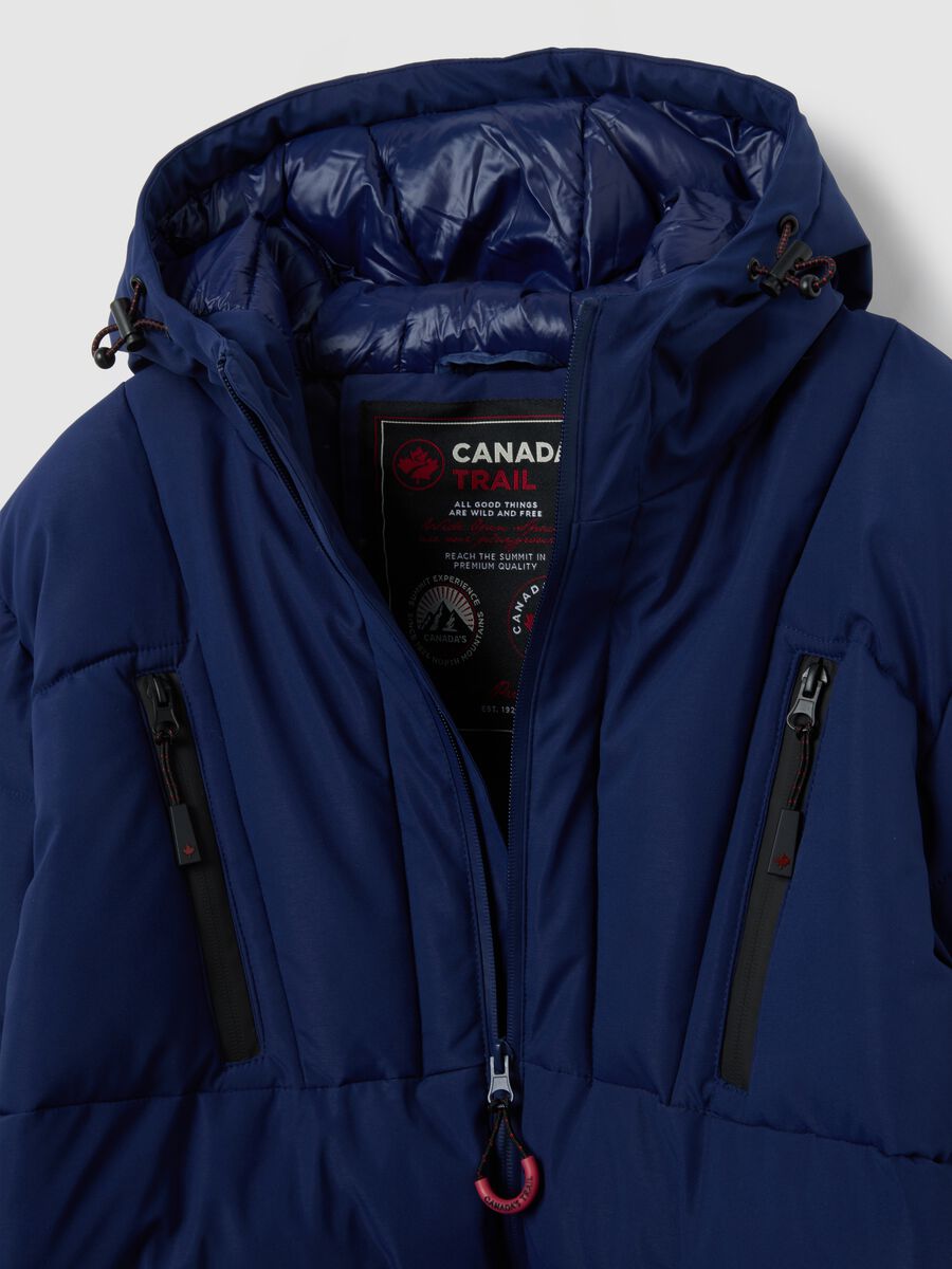 Blue padded jacket with hood and zip_1