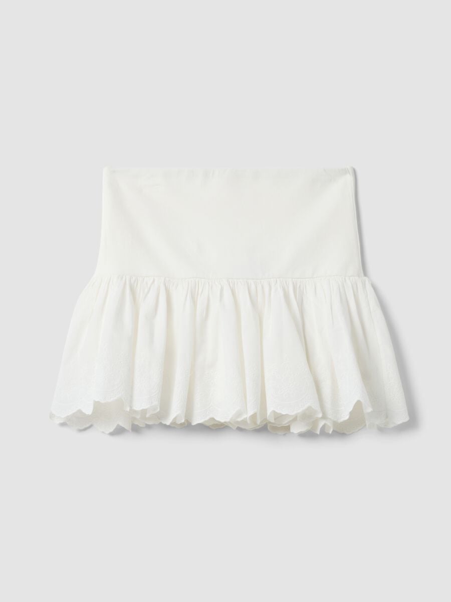 Gonna mini bianca in puro cotone_4