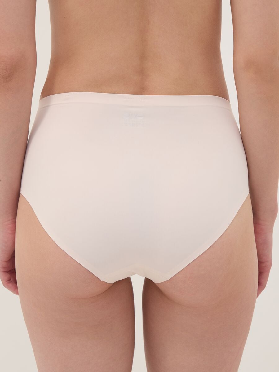 Slip brasiliana rosa a vita alta in tessuto elasticizzato con effetto shaping_2