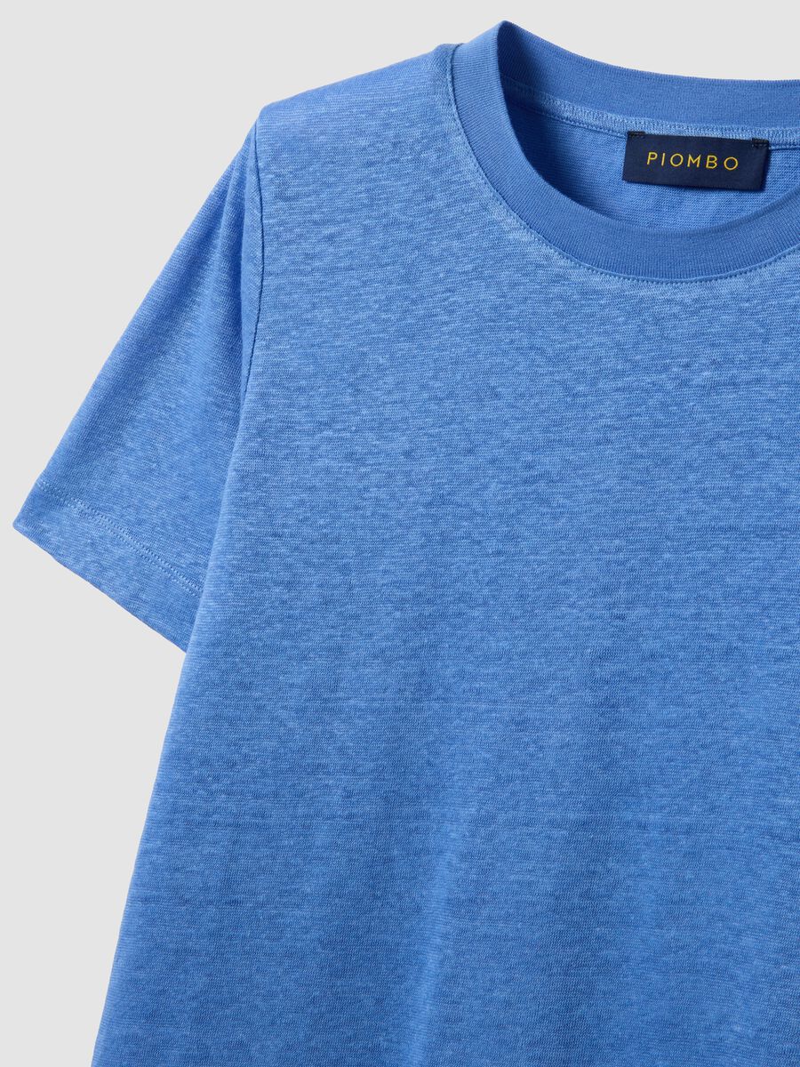 Light blue pure linen regular-fit short-sleeve T-shirt_5