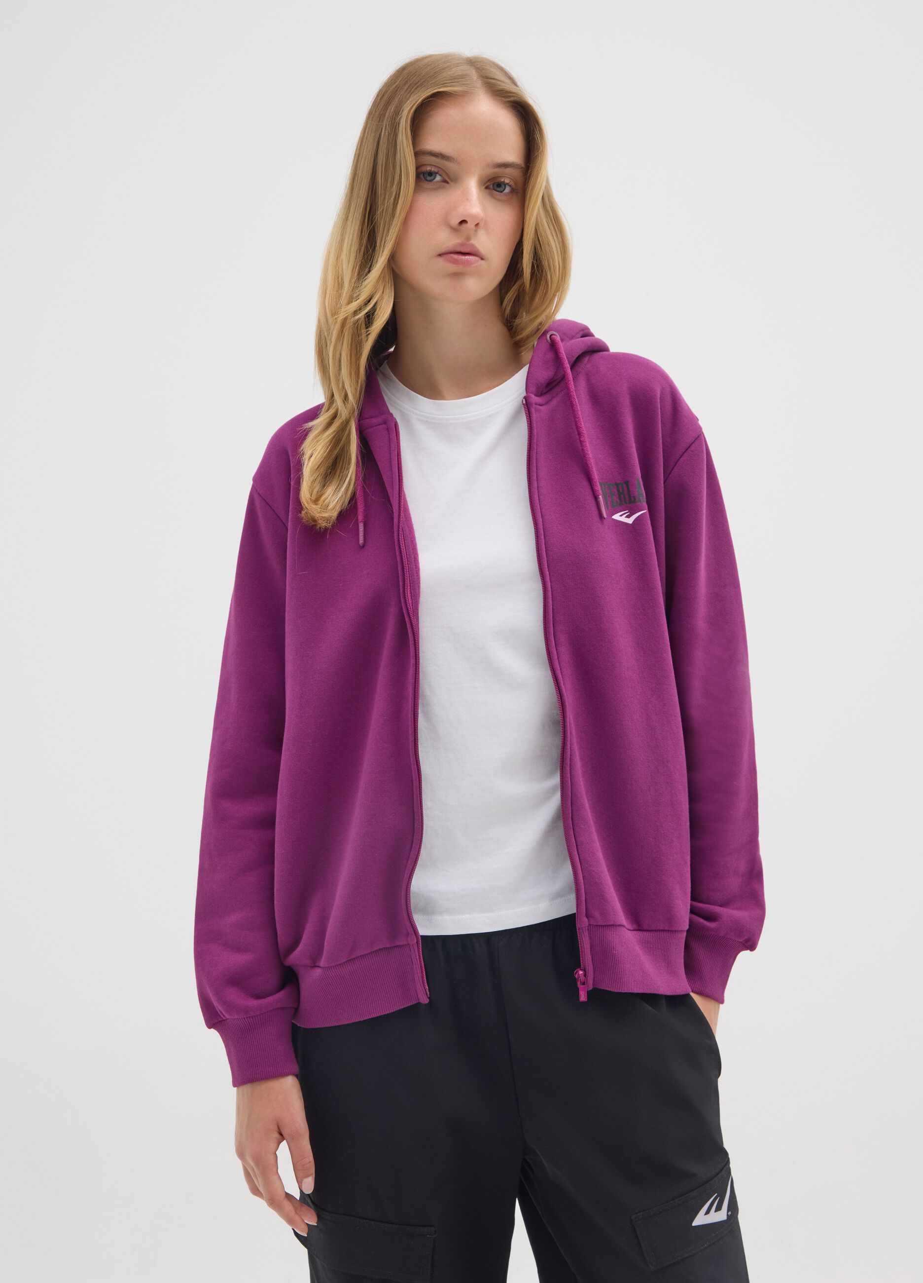 Purple cotton blend sweatshirt regular fit