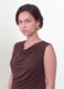 Brown stretch viscose T-shirt with draped neckline_0