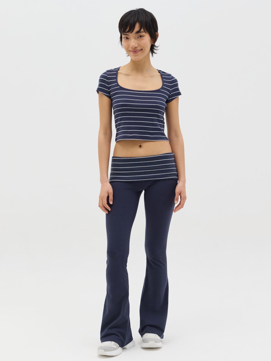 Fitted T-shirt with white and blue stripes in cotton_1