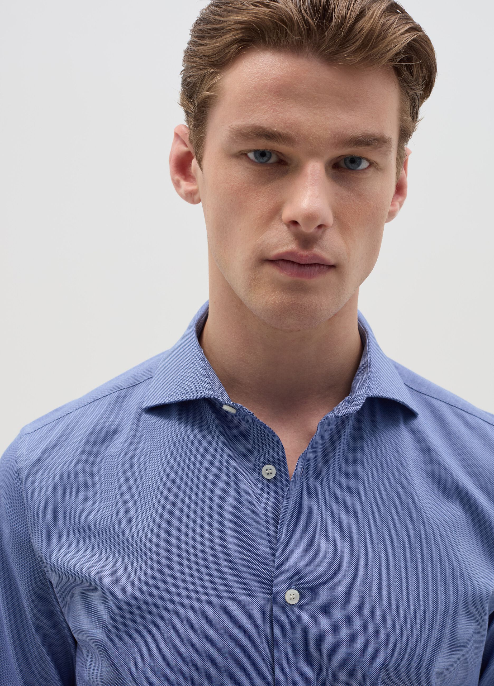 Slim-fit easy-iron shirt in Oxford cotton