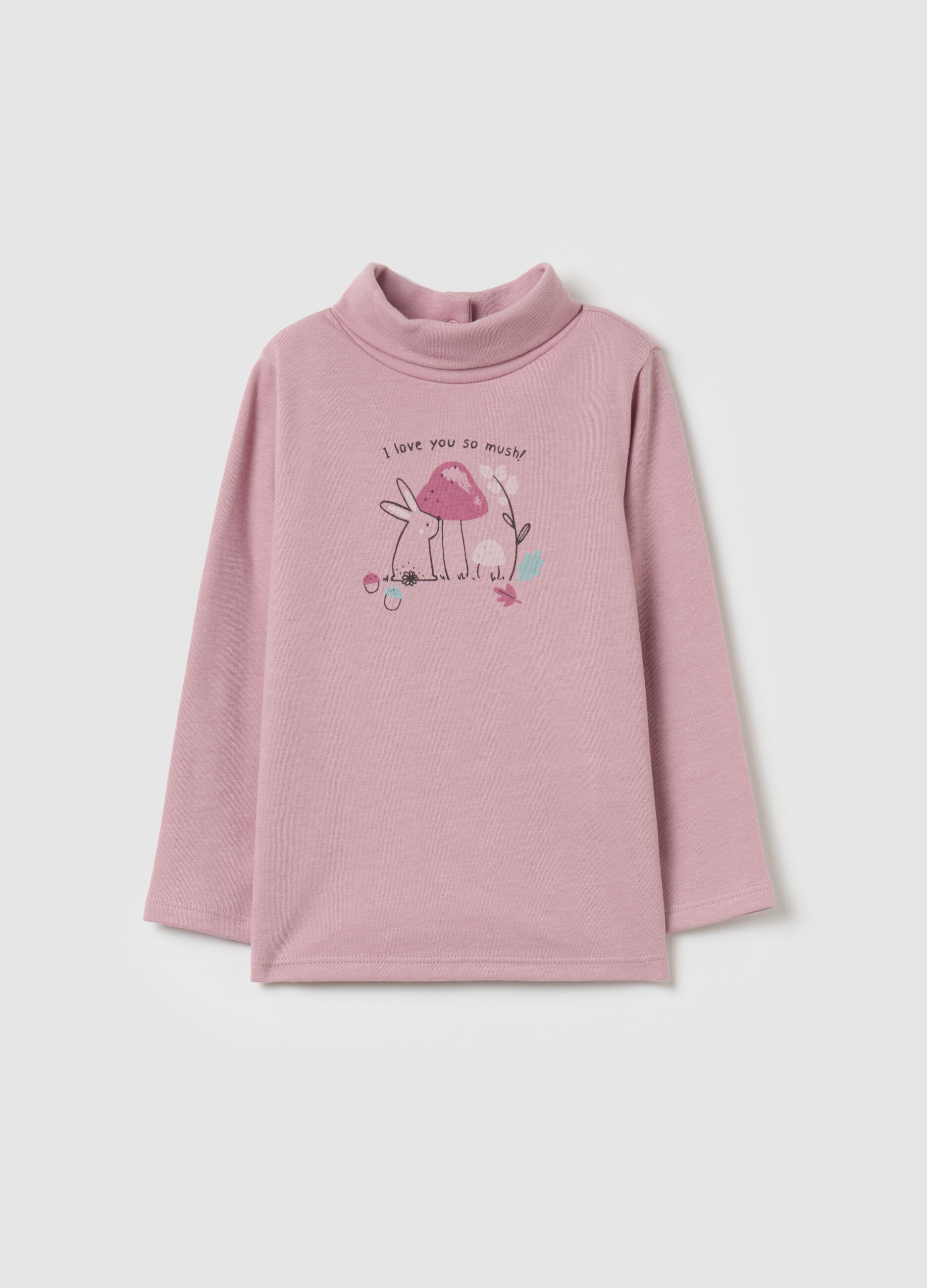 Turtleneck T-shirt with print
