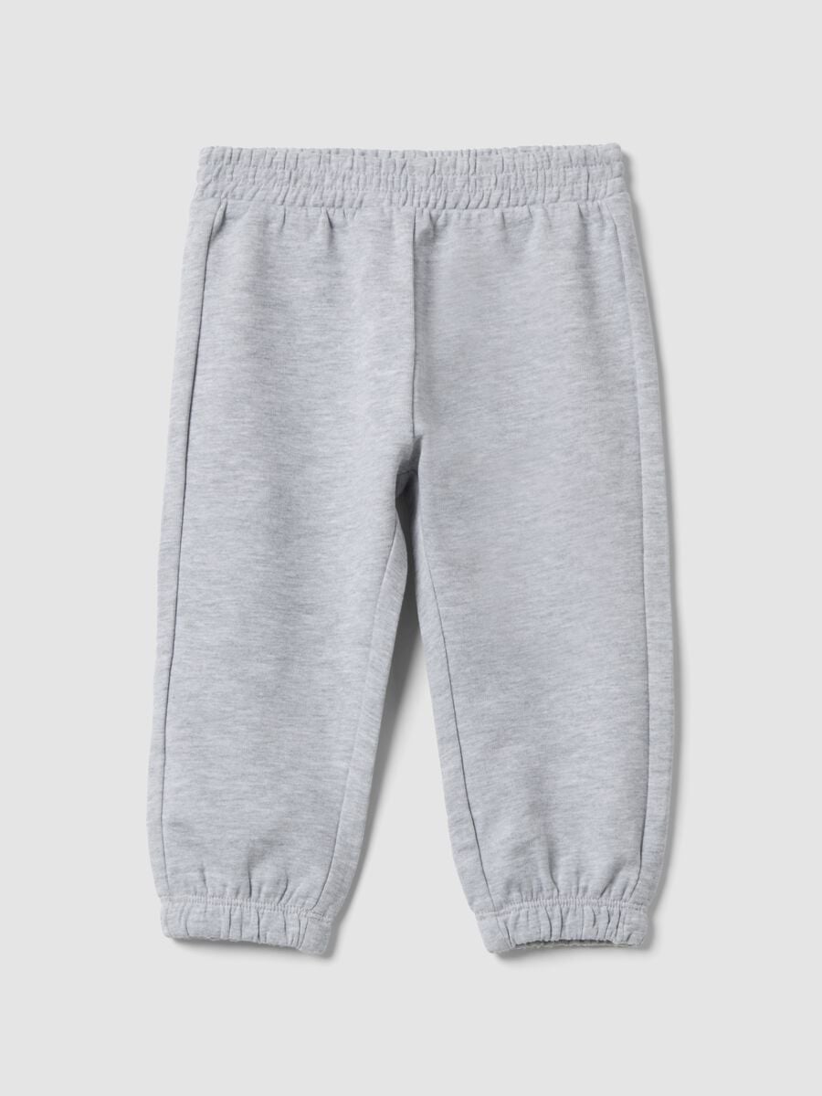 Pantaloni jogger grigi in puro cotone per bimba_0