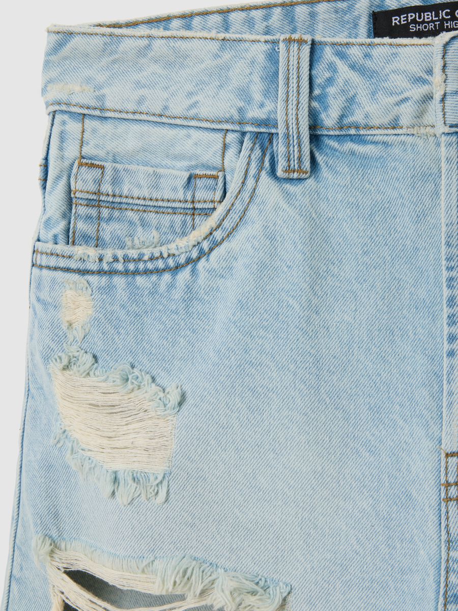 Shorts da donna in puro cotone azzurri regular fit_1