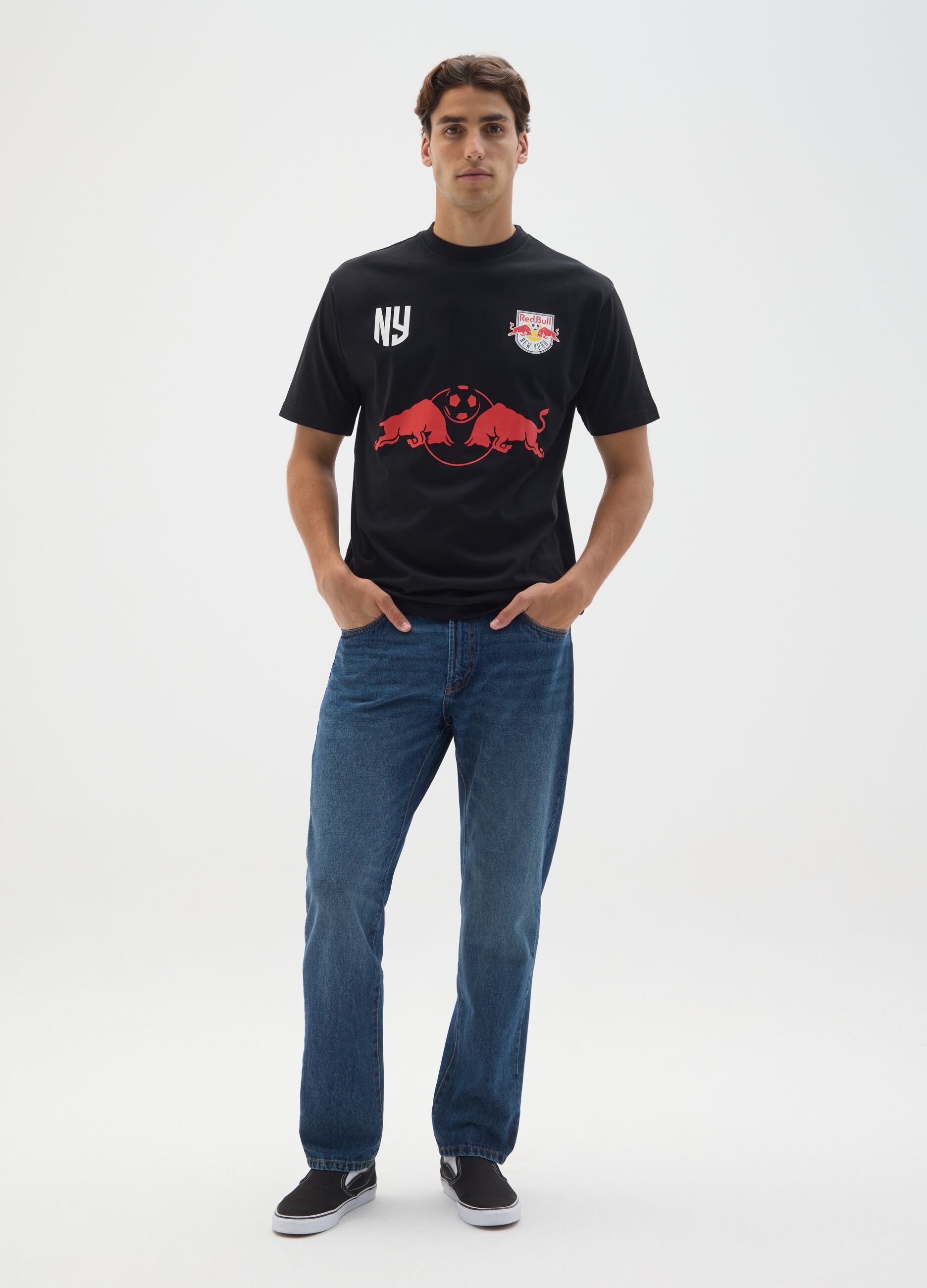 Black pure cotton T-shirt Red Bull New York