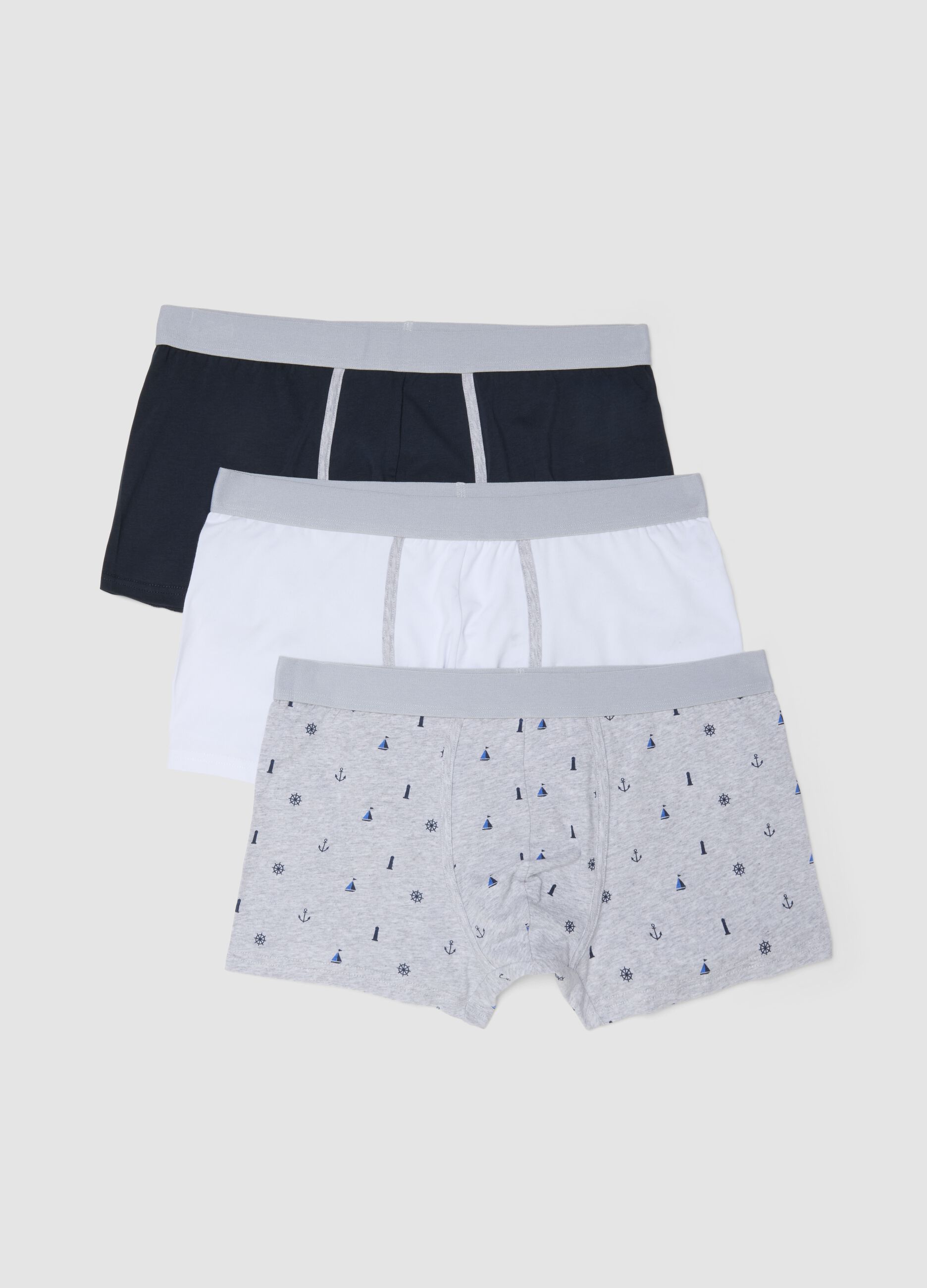 Three-pack of multicolour stretch cotton boxers, regular fit