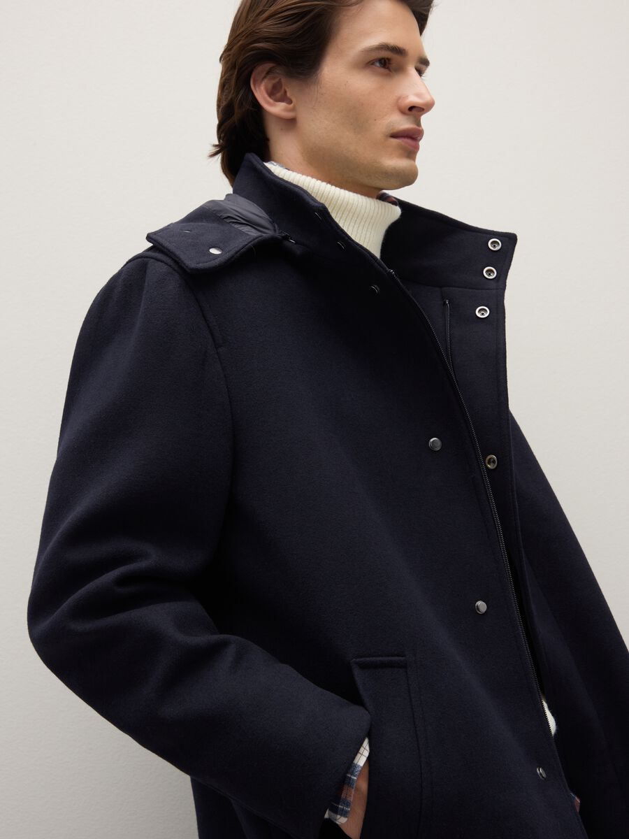 Blue coat with detachable hood regular fit_3