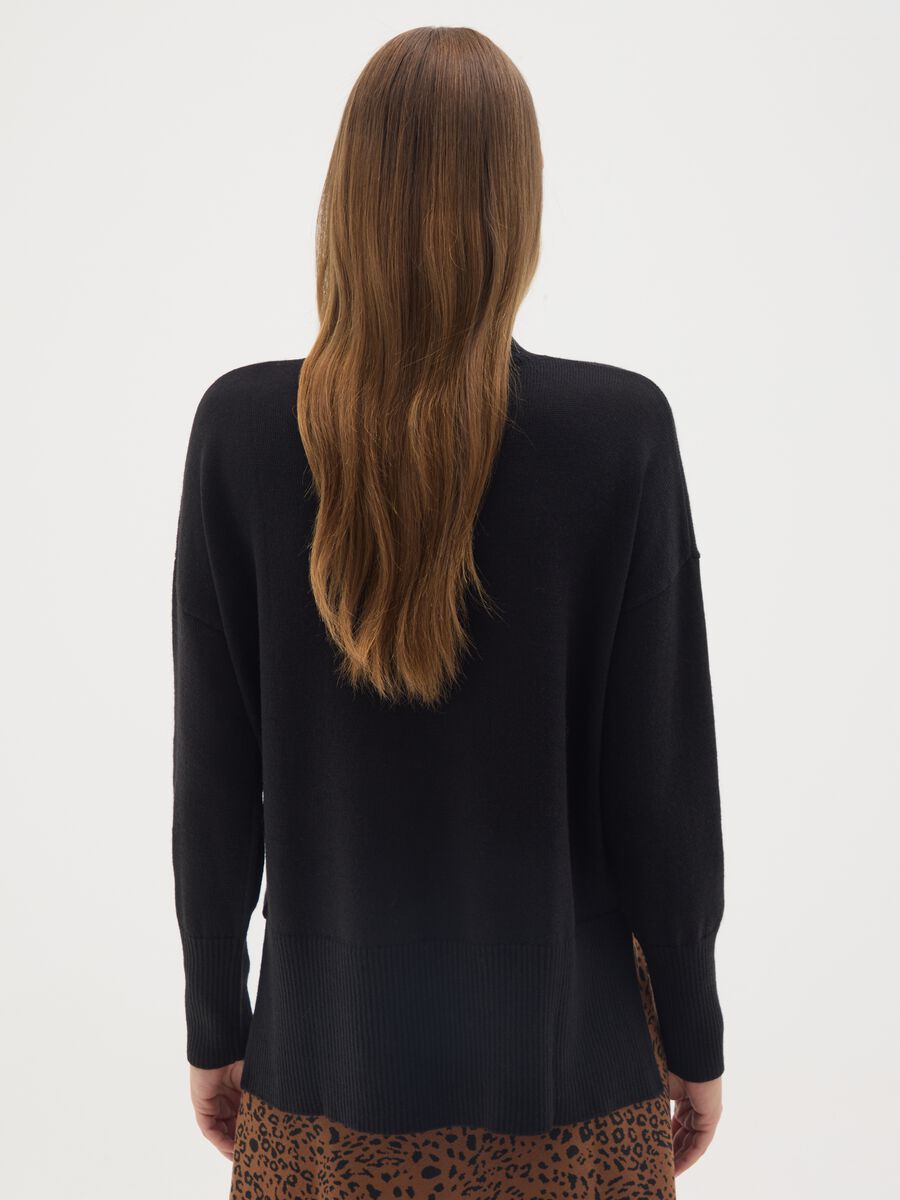 Maglione premaman mock neck nero in misto lana merino_3