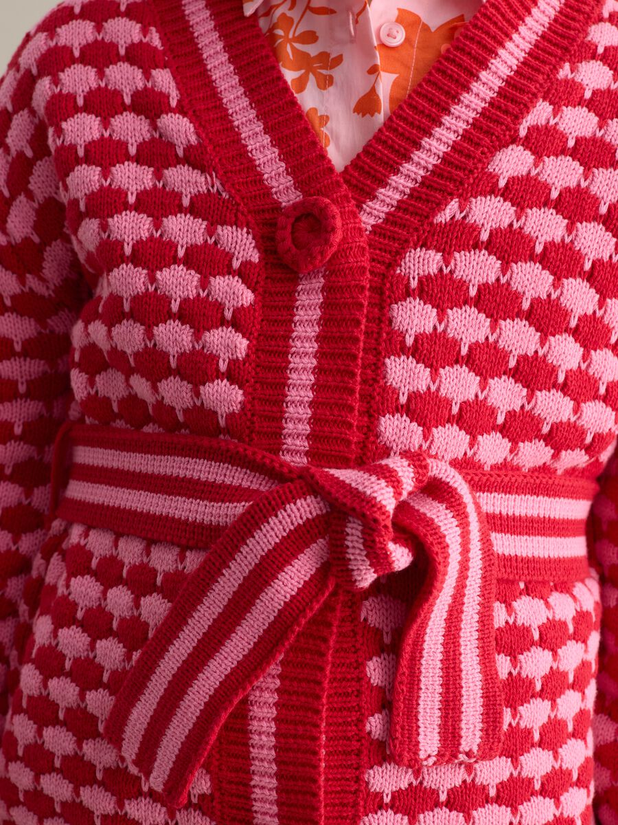 Cardigan with geometric motif and belt_1