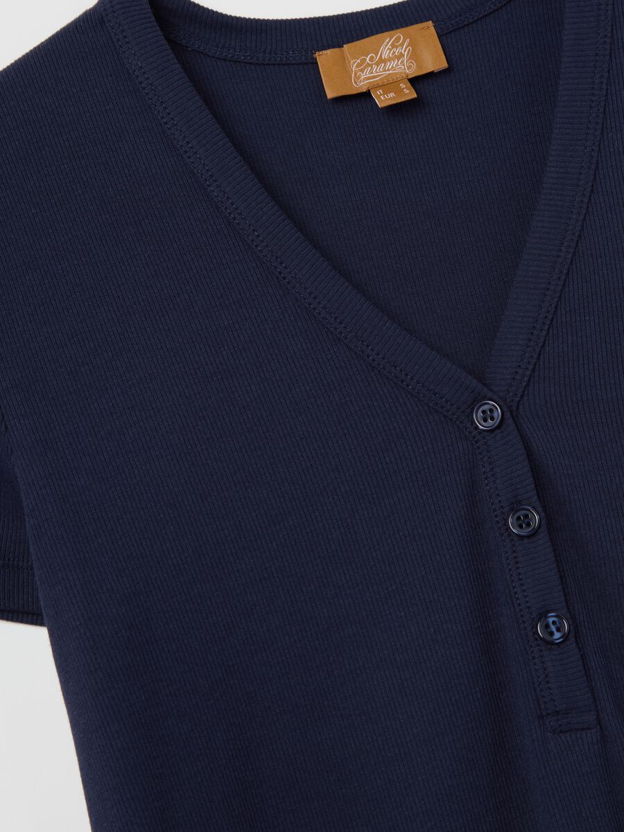 Ribbed maternity T-shirt with granddad neckline_5