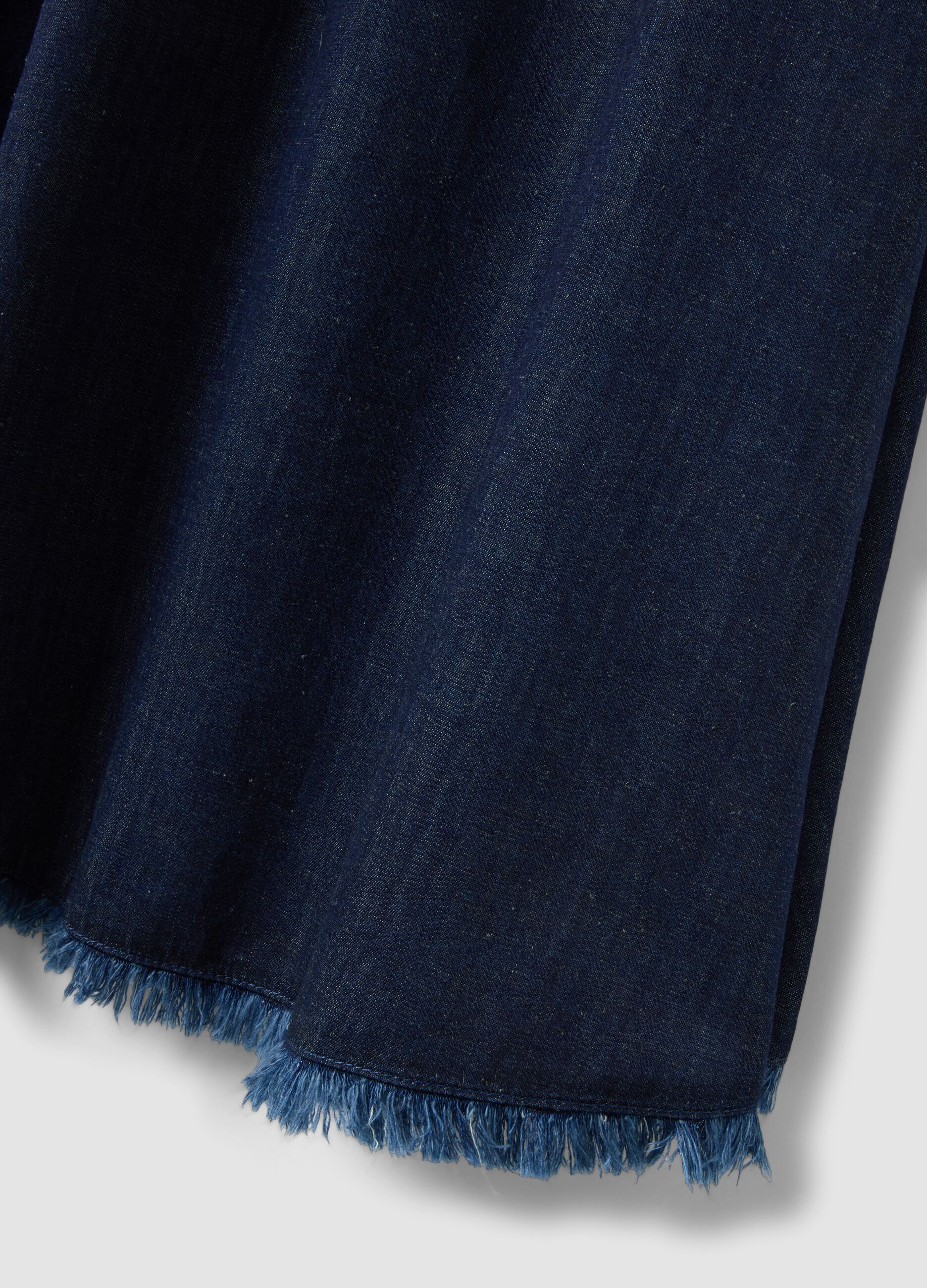 Denim skirt in cotton, linen and viscose blend with elasticated waist