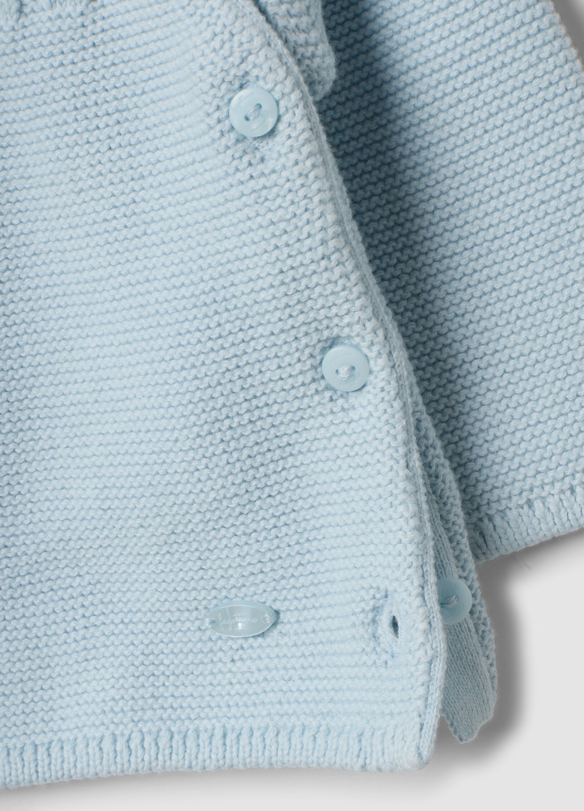 Sky blue pure organic cotton knitted baby cardigan