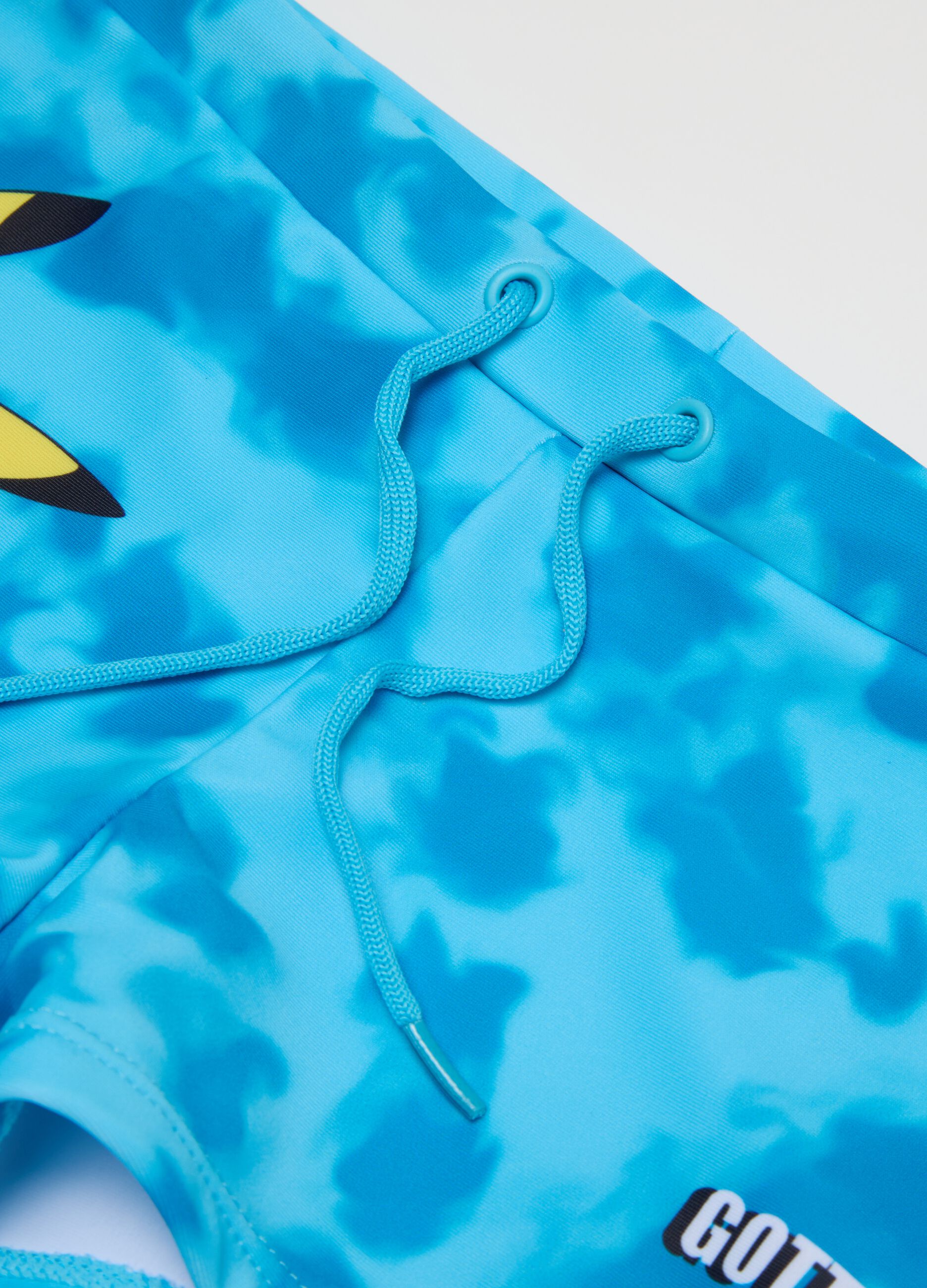 Children's blue stretch fabric swimsuit with Pokémon print