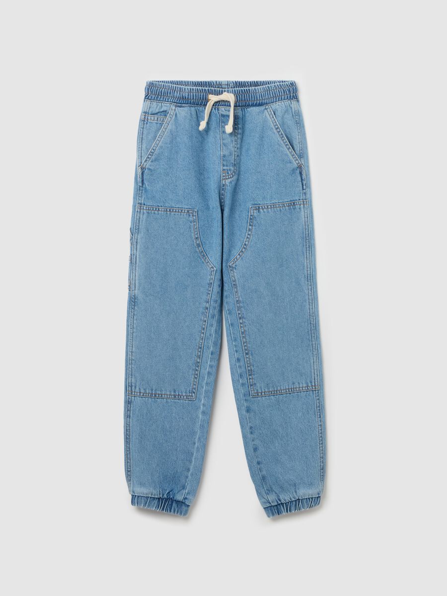Denim joggers with drawstring_0