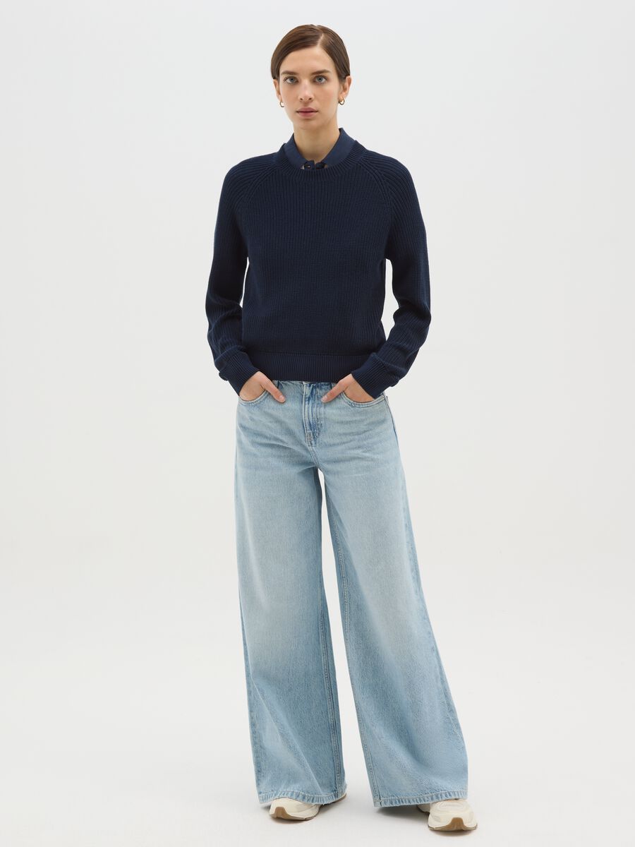 Blue cotton blend sweater regular fit_1