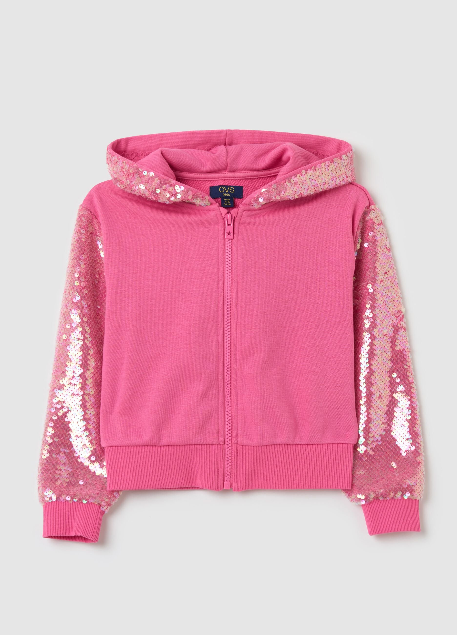 Full-zip con cappuccio e paillettes