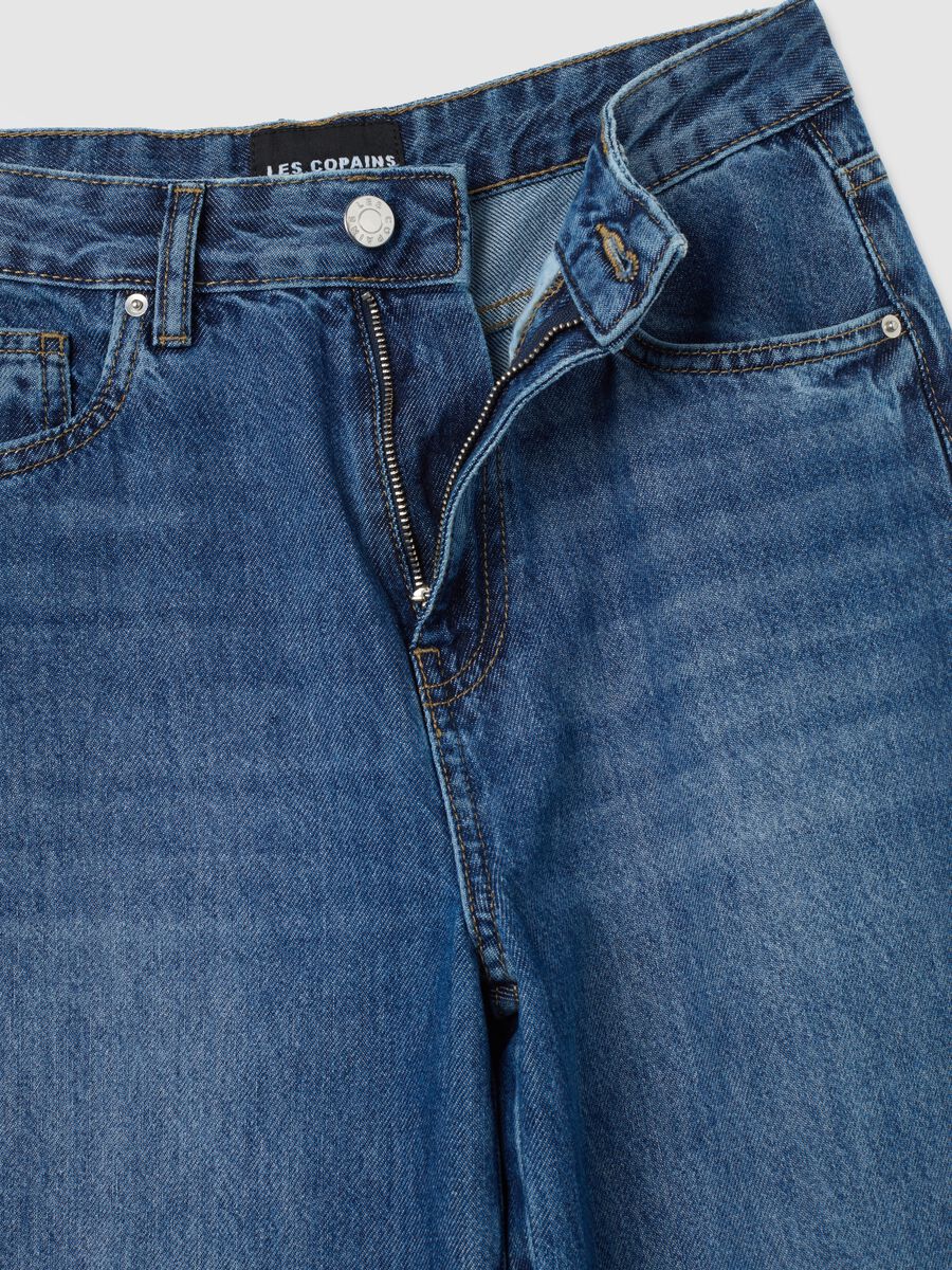 Jeans in puro cotone blu a gamba dritta_5