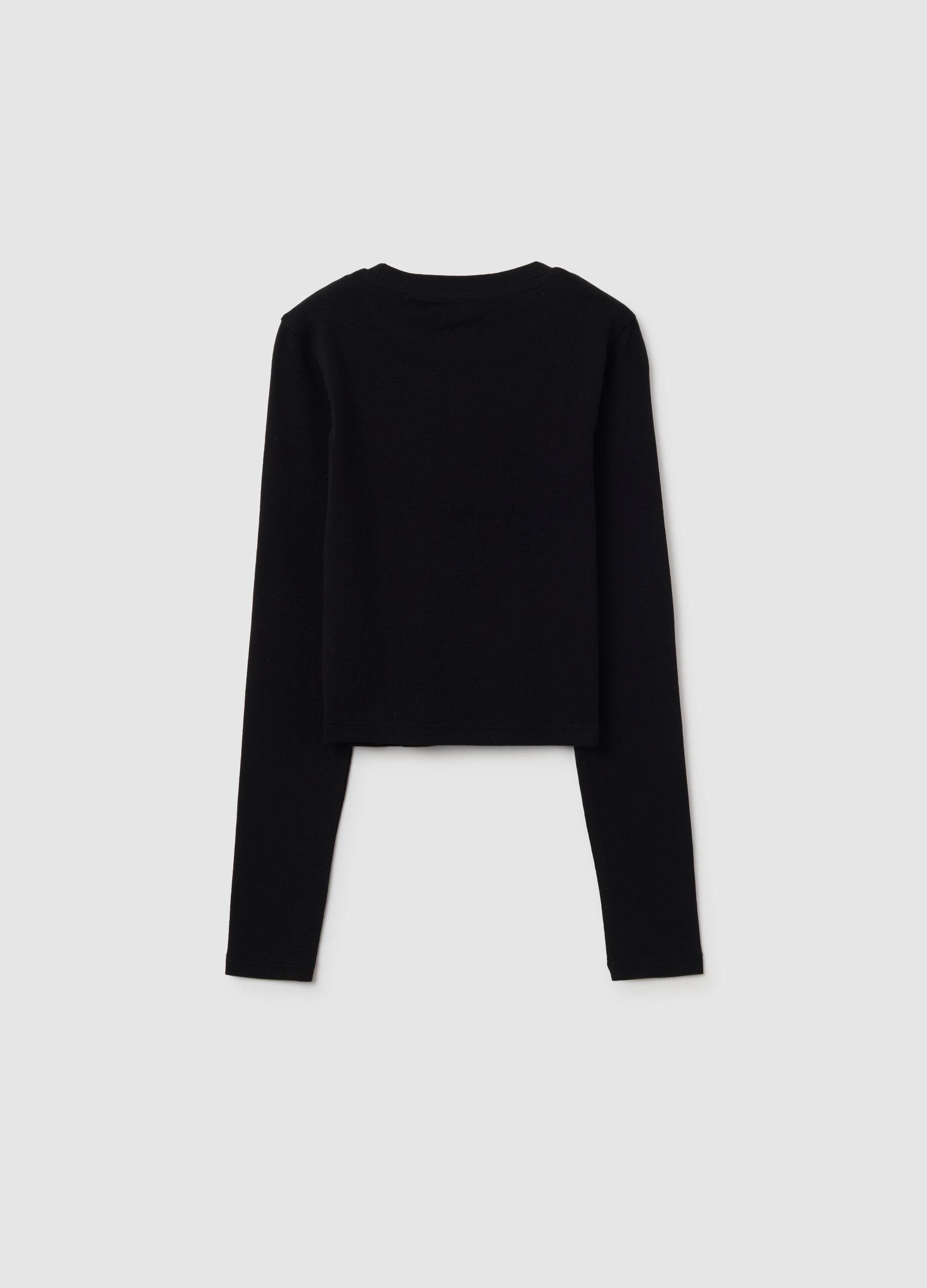Girls' black stretch cotton regular fit top