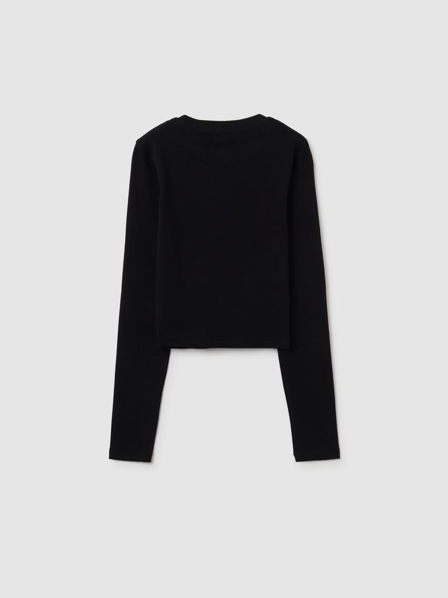 Maglia da ragazze in cotone elasticizzato nera regular fit_1