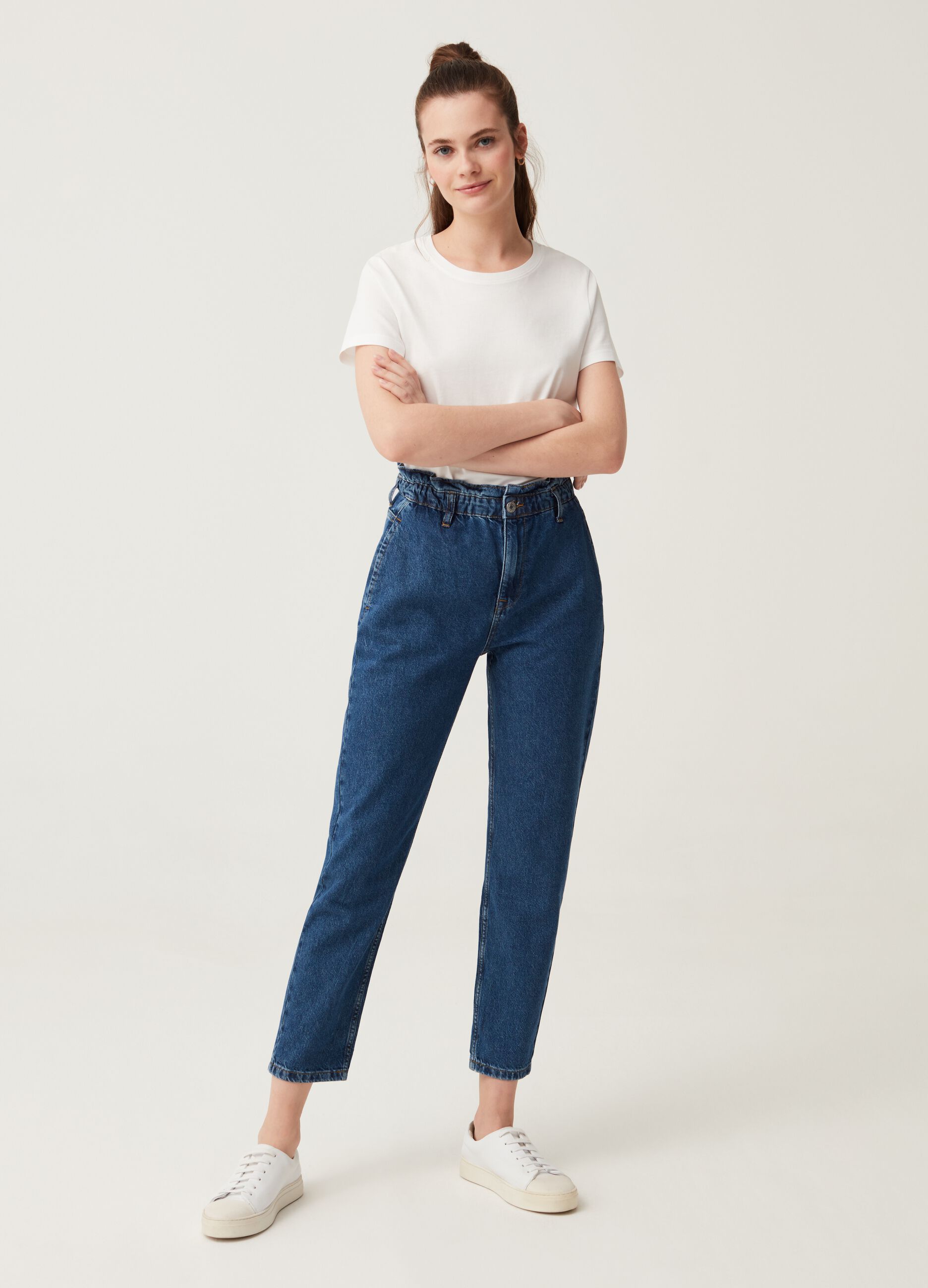Jeans slouchy in cotone_0