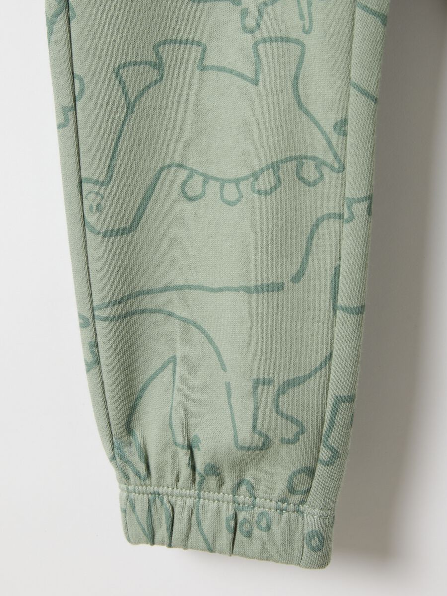 Green pure cotton children's trousers regular fit with prints_3