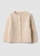 Beige knit crew-neck cardigan_0